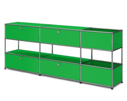 USM Haller Kinder Sideboard L mit Aufbewahrungsboxen, Einfarbig, USM grün, Mit Klappe