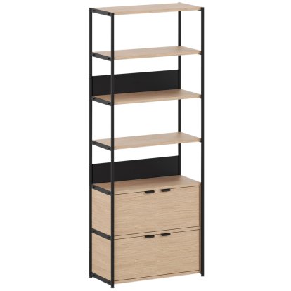 Unit Regal Holz, 215 m , 2 x Doppeltür, Eiche / Graphitschwarz