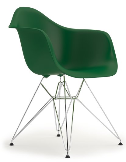 Eames Plastic Armchair RE DAR, Smaragd, Ohne Polsterung, Ohne Polsterung, Standardhöhe - 43 cm, Verchromt