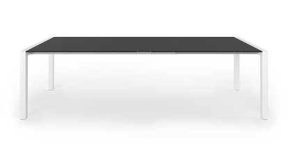 Sushi Esstisch, Fenix schwarz mit schwarzer Kante, L 177-271 x B 100 cm, Aluminium weiß lackiert