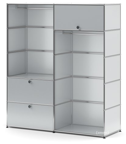 USM Haller Garderobe L mit 2 Kleiderstangen, USM mattsilber