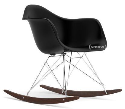 Eames Plastic Armchair RE RAR, Tiefschwarz, Verchromt, Ahorn dunkel