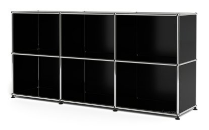USM Haller Sideboard 50, individualisierbar, Graphitschwarz RAL 9011, Offen, Offen