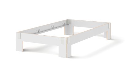 Tagedieb Bett, 120 x 220 cm, Ohne Kopfteil, FU (Sperrholz, Birke) weiß, Lichtgrau, Ohne Lattenrost