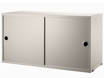 String System Hängeschrank mit Schiebetüren, Beige lackiert, 30 cm
