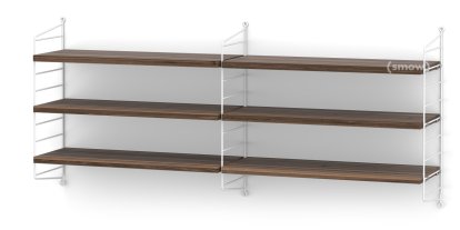 String System Wandregal M, 20 cm, Weiß, Walnussfurnier
