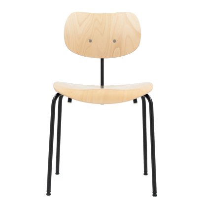 SE 68 Stuhl, stapelbar, ohne Polster, Mattschwarz gepulvert, ohne Armlehnen, Buche, natur