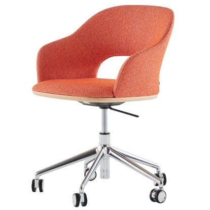 521 Drehstuhl, Aluminium poliert, Stoff Cento - coral