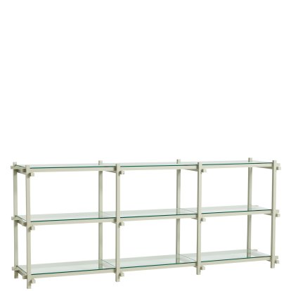 Woody Regal, H 85,5 cm x B 206,5 cm, Smokey grey / Glas