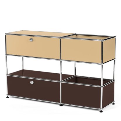 USM Haller Kinder Sideboard M mit Aufbewahrungsboxen, Zweifarbig, USM beige - 	USM braun, Mit Klappe