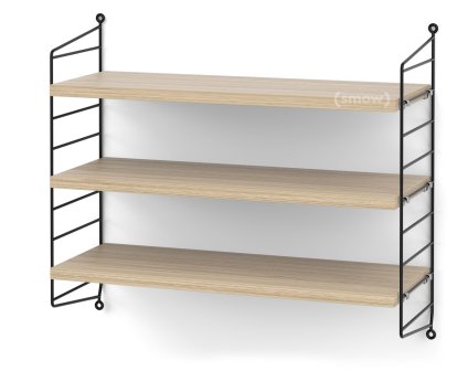 String System Wandregal S, 20 cm, Schwarz, Eichefurnier