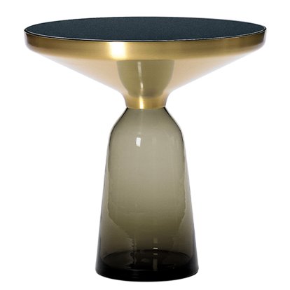 Bell Beistelltisch, Messing, klar lackiert, Quarzgrau