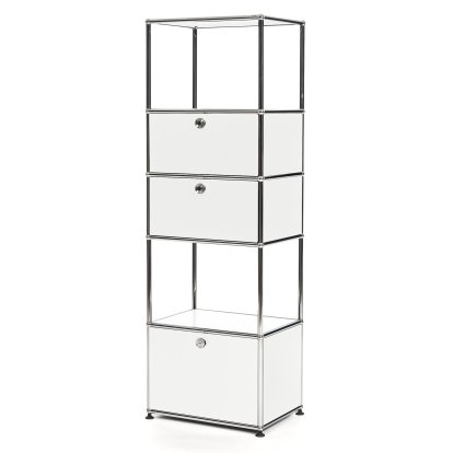USM Haller Wohnzimmer Regal M Typ 2, Reinweiß RAL 9010, Mit 2 Klappen und 1 Auszug (inkl. Einlegerahmen)
