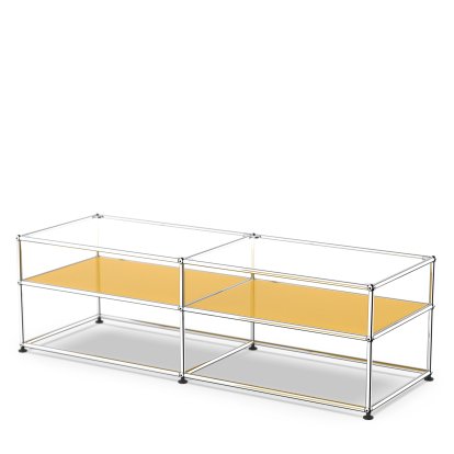 USM Haller Beistelltisch Typ 1, Glas, Goldgelb RAL 1004
