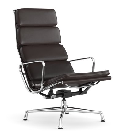 Soft Pad Chair EA 222, Untergestell verchromt, Leder Premium F chocolate, Plano braun