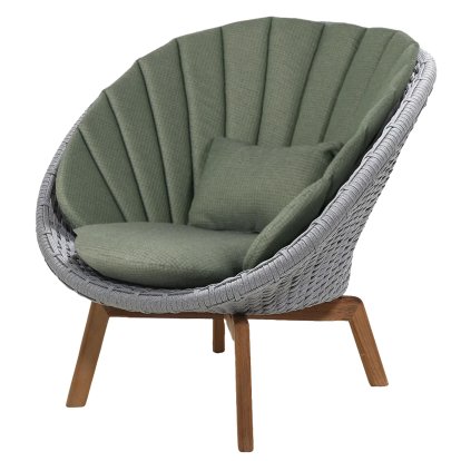 Peacock Loungesessel, Medium flat soft Rope -Light grey, Link - Dark green