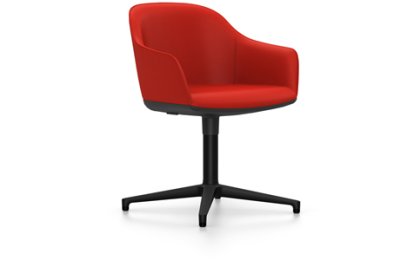 Softshell Chair auf Viersternfuß, Aluminium pulverbeschichtet basic dark, Plano, Poppy red, Filzgleiter für harte Böden