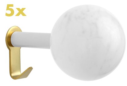 Dots Mantelhaken 5er Set, Messing gebürstet