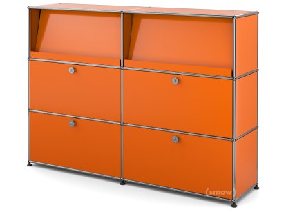 USM Haller Highboard L mit Schrägtablaren, Reinorange RAL 2004