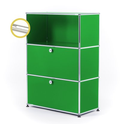 USM Haller E Highboard M mit 2 Klappen und Fachbeleuchtung, USM grün, Kaltweiß