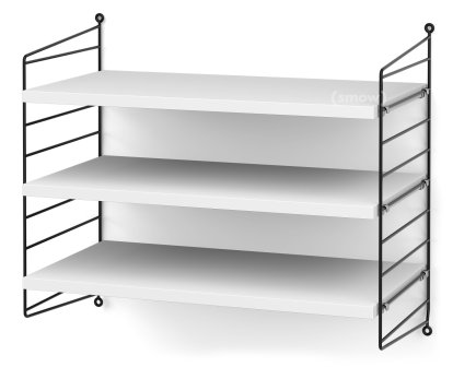 String System Wandregal S, 30 cm, Schwarz, Weiß lackiert
