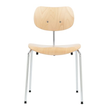 SE 68 Stuhl, stapelbar, ohne Polster, Verchromt, ohne Armlehnen, Buche, natur