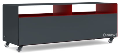 TV Lowboard R 109, Zweifarbig, Anthrazitgrau (RAL 7016) - Rubinrot (RAL 3003), Transparentrollen