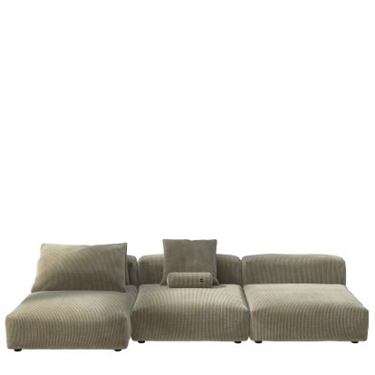 Vetsak Sofa Set 4, Cord velours - Khaki, Mit Kissen
