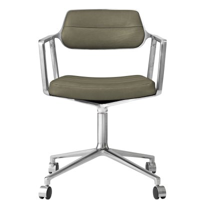 Swivel 453 Drehstuhl, Poliert, Rollfuß, Leder bosco grün