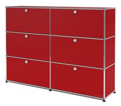 USM Haller Highboard L, individualisierbar, USM rubinrot, Mit 2 Klappen, Mit 2 Klappen, Mit 2 Klappen