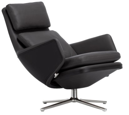 Grand Relax Loungesessel, Ohne Ottoman, Leder Premium F, nero, Poliert, 46,5 cm