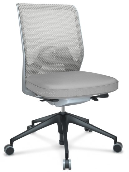 ID Mesh, FlowMotion-ohne Vorwärtsneigung, ohne Sitztiefenverstellung, Ohne Armlehnen, 5-Stern Untergestell, Kunststoff basic dark, Soft grey, Sitz Silk Mesh, Rücken Diamond Mesh, Soft grey, Hart für Teppichboden