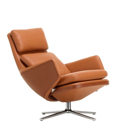 Grand Relax Loungesessel, Ohne Ottoman, Leder Premium, cognac, Poliert, 46,5 cm