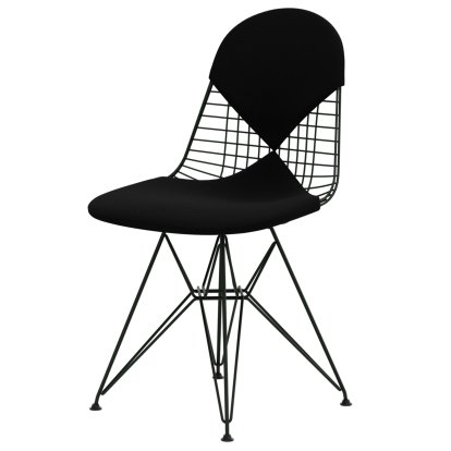 Wire Chair DKR , Pulverbeschichtet dark green, Sitz- und Rückenkissen (Bikini), Nero