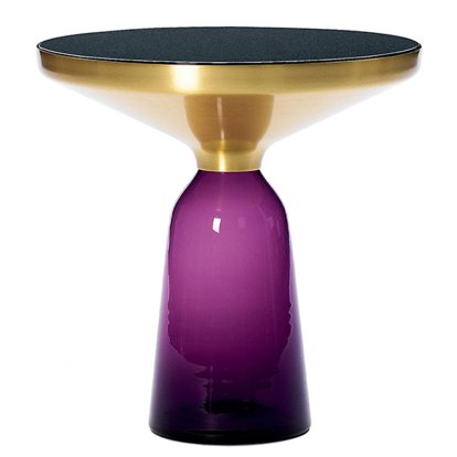 Bell Beistelltisch, Messing, klar lackiert, Amethystviolett