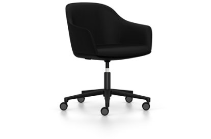 Softshell Chair auf Fünfsternfuß, Aluminium pulverbeschichtet basic dark, Plano, Nero, Weich für harte Böden