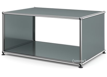 USM Haller Beistelltisch mit Seitenwänden, 75 cm, ohne Glas-Zwischentablar, Mittelgrau RAL 7005