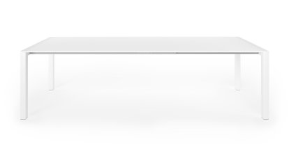 Sushi Esstisch, Fenix weiß mit farbgleicher Kante, L 177-271 x B 100 cm, Aluminium weiß lackiert