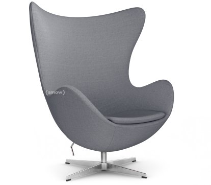 Egg Chair, Christianshavn, Christianshavn 1170 - Light Grey Uni, Satingebürstetes Aluminium, Ohne Fußhocker
