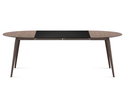 PLAYdinner Round Tisch, Eiche geräuchert, Mit zwei Einlegeplatten (L 120-220 cm), MDF schwarz