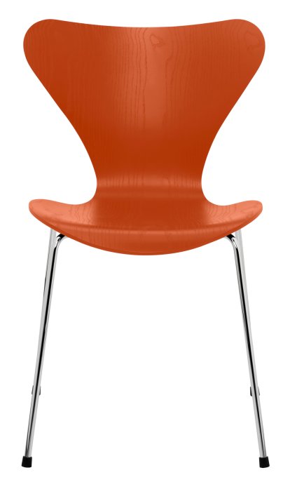 Serie 7 Stuhl 3107, Gefärbte Esche, Paradise Orange, Chrome