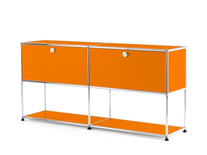 USM Haller Sideboard L mit 2 Klappen, unten Struktur, Reinorange RAL 2004