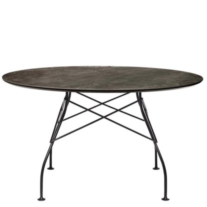 Glossy Tisch, Rund Ø128 cm, schwarz, Aged Bronze