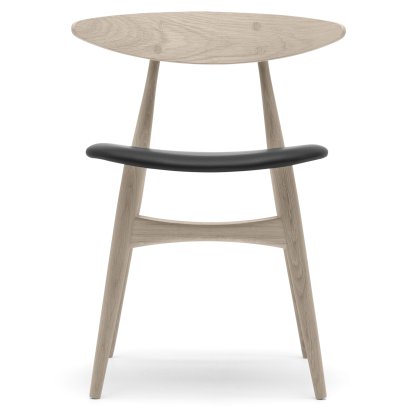 CH33P Stuhl, Eiche geseift, Leder schwarz