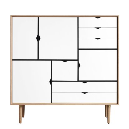 S3 Kommode, Eiche geseift, Weiß