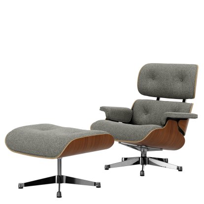 Eames Lounge Chair & Ottoman Nubia, Crème dunkelbraun / Nussbaum, natur