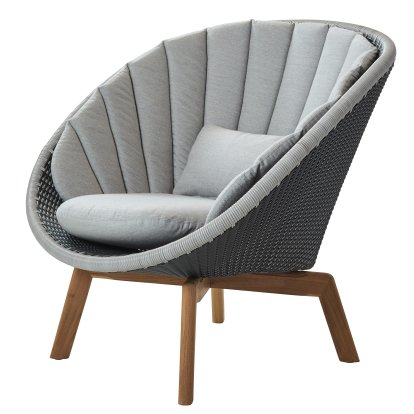 Peacock Loungesessel, Small flat Weave - Grey / light grey, Natté - Light grey