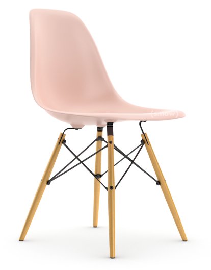 Eames Plastic Side Chair RE DSW, Zartrosé, Ohne Polsterung, Ohne Polsterung, Standardhöhe - 43 cm, Esche honigfarben
