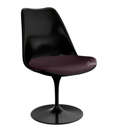 Saarinen Tulip Stuhl, nicht drehbar, Sitzkissen, schwarz, Plum (Eva 119)