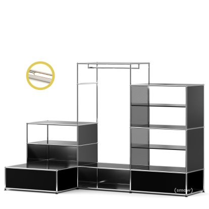 USM Haller E Garderobe XL mit Beleuchtung, Graphitschwarz RAL 9011